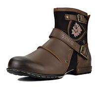 osstone Bottes de Moto pour hommes Mode Zipper-up Bottes Chukka en cuir Chaussures décontractées OS-5008-1-Brown,Marrone，US10(EU44)