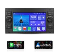 Ossuret Android 14 Autoradio pour Ford C-Max Connect Fiesta Focus Kuga Transit Mondeo Galaxy, 8 cœurs 4+32GB Navigation GPS avec Carplay météo USB Bluetooth 4G LTE DSP RDS (Noir)