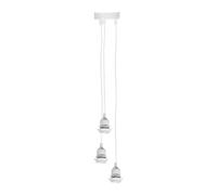 Ostaria 31042 Cordon Electrique pour suspension Triple Blanc - cable pour luminaire lustre 3 Ampoules Douille à vis : E27 - Dim : D12xH91cm - cordon de suspension électrique 3 culots d'ampoule