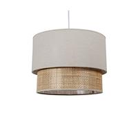 Ostaria 33432 Suspension Gigogne Ronde Effet Naturel bi-matière, Aluminium, 60 W, Beige, Diamètre 35 x Hauteur 26 cm