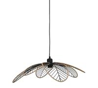 Ostaria 34173 Suspension Filaire Métal Noir et Corde 'Flora' - Douille à vis E27 - Hauteur: 16 cm, Diamètre: 63 cm - Plafonnier métal Pliable Contour Corde