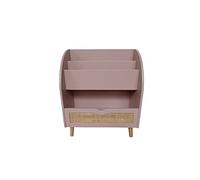 Ostaria 35641 Bibliothèque pour Enfants en Bois Rose et rotin Modèle Caesar - Petite bibliothèque pour Salle de Jeux et Chambre d'enfant - Dimensions : Longueur 60 x Hauteur 72 x Profondeur 32 cm