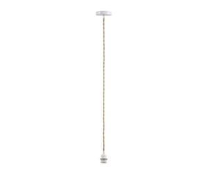 Ostaria 36151 Cordon Electrique pour Suspension habillage en Corde Naturelle - Douille E27 et support en Métal Blanc - Cable suspension Luminaire 90 cm - Dim : D10xH90cm