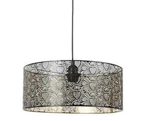 Ostaria 36167 Plafonnier Corazon - Suspension en métal extérieur noir et intérieur doré - Lampe Suspendue Hauteur 15 cm, diamètre 35 cm - Suspension luminiare modèle Corazon noir et doré
