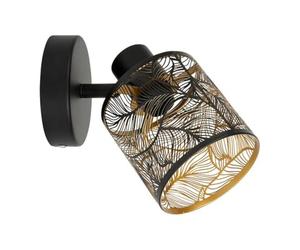 Ostaria 36211 Applique Murale Intérieur en Métal ajouré extérieur noir et intérieur doré 'Calathéa' - Luminaire Design type Spot orientable Douille à vis E14 abat jour ajouré - Dim : 14.5x20xH10cm