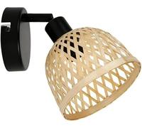Ostaria 36215 Spot orientable en métal Noir et abat jour en Bambou 'Hanoi' - Applique murale Dim : 12.5x12.5xH20cm - Douille : E14