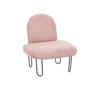Ostaria 36243 Petit Fauteuil Enfant Tapissé de Tissu Velours Rose et Pieds en Métal Noir - Fauteuil Augustin Ultra-Confortable de Style Nordique Moderne.