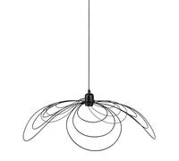 Ostaria 37727 Suspension en fil de Métal en forme de pétale 'Margaux' Noire Ø70CM - douille à E27 - Dim luminaire lustre : D70xH16cm