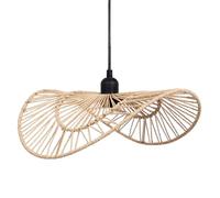 Ostaria 37920 Suspension Naturelle en corde de papier 'Ozanna' - Plafonnier en Papier Certifié FSC® - Longueur cable noir : 65cm - Luminaire suspension douille E27 - Dim. Ø35,5 x H13cm