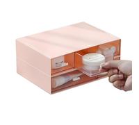 OSteed Boîte de rangement de bureau 5 tiroirs, empilable en plastique pour la maison, les cosmétiques, les fournitures de bureau (2 couches plates, rose)