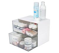 OSteed Organiseur de bureau empilable avec 4 tiroirs, organisateur de soins de la peau, boîte de rangement de bureau, petite unité de tiroir de rangement en plastique, organisateur de tiroir de