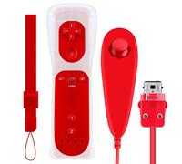 OSTENT Télécommande de capteur de mouvement + Combo Nunchuck filaire Compatible pour Nintendo Wii Console Couleur Rouge