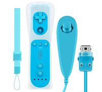 OSTENT Télécommande de capteur de mouvement + Combo Nunchuck filaire Compatible pour Nintendo Wii Console Couleur Bleu