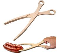 OSTENTO Pinces de cuisine en bois, pinces à barbecue, ciseaux de cuisine en bois, ensemble de pinces à saucisses, pain grillé, fruits, pain, concombre, salade (1 ciseaux en bois)