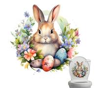 Ostern-Toilettenaufkleber, Ostern-Aufkleber | Niedlicher Happy Bunny Aufkleber für Toilette und Stoßstange - Selbstklebende Ostereier-Etiketten mit Blumenmuster für Wand, Badezimmer, Fliesen, To