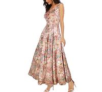 OSTOO Robe Longue d'été 2024 à Volants Style bohème à Volants pour Femme, Fleur de Noix de cajou Rose, Taille L