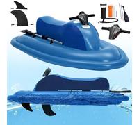 Ostreemaner Jet Ski Gonflable 500 W, Jet Ski Electrique, avec Doubles Ailerons Amovibles Et Hélice sous-Marine (en Option), Capacité De Charge De 150 Kg, 10 Vitesses Réglables, Scooter des Mers,Boat