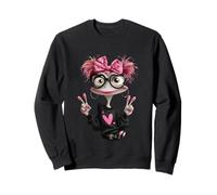 Ostrich Girl Double Signe de Paix avec nœud Rose Sweatshirt
