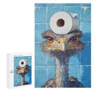 Ostrich with Toilet Paper on Head-3 Puzzle 1000 Pièces Educa Jouet en Bois Cadeau Unique Décoration Intérieure Jeu Éducatif Challenge Toy Adultes Et Enfants À Partir De 14 Ans 1000 PCS