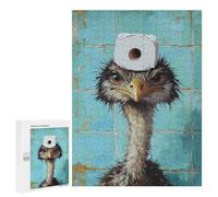 Ostrich with Toilet Paper on Head Puzzle 1000 Pièces Educa Jouet en Bois Cadeau Unique Décoration Intérieure Jeu Éducatif Challenge Toy Adultes Et Enfants À Partir De 14 Ans 500 PCS