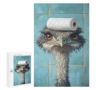 Ostrich with Toilet Paper on Head Puzzle 1000 Pièces Educa Jouet en Bois Cadeau Unique Décoration Intérieure Jeu Éducatif Challenge Toy Adultes Et Enfants À Partir De 14 Ans 1000 PCS