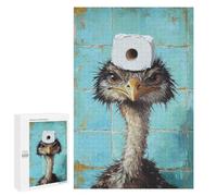 Ostrich with Toilet Paper on Head Puzzle 1000 Pièces Educa Jouet en Bois Cadeau Unique Décoration Intérieure Jeu Éducatif Challenge Toy Adultes Et Enfants À Partir De 14 Ans 1000 PCS
