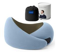 Ostrichpillow Go Oreiller de voyage en mousse à mémoire de forme de qualité supérieure, design ergonomique à 360°, côtés asymétriques, sac de voyage inclus, housse en modal lavable