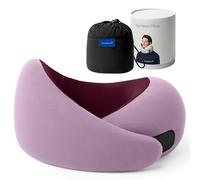 Ostrichpillow Go - Oreiller de voyage en mousse à mémoire de forme de qualité supérieure, design ergonomique à 360°, côtés asymétriques, sac de voyage inclus, housse en modal lavable (gris, taille