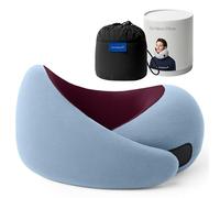 Ostrichpillow Go - Oreiller de voyage en mousse à mémoire de forme de qualité supérieure, design ergonomique à 360°, côtés asymétriques, sac de voyage inclus, housse en modal lavable (aube, taille