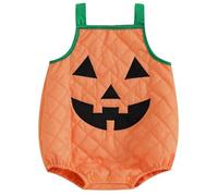 ostume de citrouille pour Bébé Déguisement d'Halloween mignon vêtements de fête, ostumes sans manches ostumes d'Halloween avec visage de lanterne vêtements co (Orange-A, 6-12 Months)