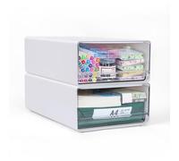 OSTWOLKE Lot de 2 boîtes de rangement pour bureau format A4, organisateur de bureau en plastique avec tiroirs empilables, boîte de rangement avec tiroir pour fournitures de bureau et autres