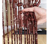 Osunnus Rideau de Perles Fait à la Main pour Porte en Bois de Bambou, séparateur de pièce à Suspendre, Rideau Hippie pour Couloir, fenêtre, décoration de Maison, Magasin, 90 x 190 cm, Marron