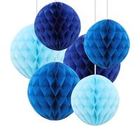 Osuter Lot de 12 Boules Chinoise Papier,En Nid D'abeill Clair,Decoration Anniversaire,Bleu clair Ciel Et Bleu Saphir Fête Fêtes Jardin En Plein Air,Mariage Décorations(15cm,20cm)