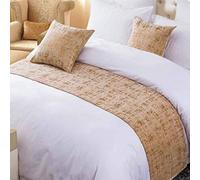 OSVINO Chemin de Lit Beige Vintage Chenille Coureur de Lit DécBeigeatif Rétro Bed Runner Résistant à l'usure DécBeigeation de Lit pour Chambre Hotêl Maison, 180X50cm pour 120cm lit