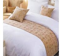 OSVINO Chemin de Lit Beige Vintage Chenille Coureur de Lit DécBeigeatif Rétro Bed Runner Résistant à l'usure DécBeigeation de Lit pour Chambre Hotêl Maison, 240X50cm pour 180cm lit