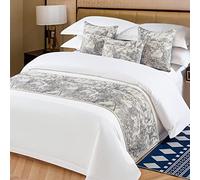 OSVINO Chemin de Lit Floral Jeté de Lit Microfibre Bed Runner Décoratif Coureurs de lit Plante Décoration sur Lit pour Hotêl Chambre,Gris,180x48cm pour 120cm lit