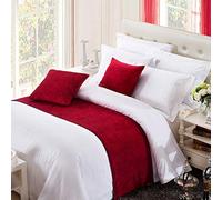 Osvino Chemin de lit moelleux et chaud en tissu chenille Coloris uni Convient pour un canapé, une chambre à coucher, une chambre d'hôtel, Chenille, rouge, 260x 50cm für 200cm Bett