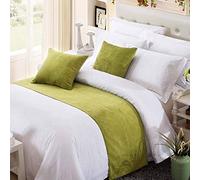 Osvino Chemin de lit moelleux et chaud en tissu chenille Coloris uni Convient pour un canapé, une chambre à coucher, une chambre d'hôtel, Chenille, vert, 210x 50cm für 150cm Bett