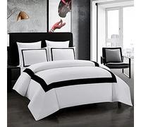 OSVINO Housse de Couette 240x220 cm avec 2 Taie d'oreiller 50x75 Parure de lit Blanche et Noir avec Fermeture éclair en Microfibre Set Housse de Couette 2 Personnes Douce