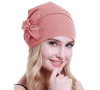 osvyo Bonnet chimio en coton pour femme - Bonnet doux pour la perte de cheveux, Coton rose amande., Taille unique