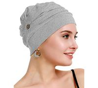 osvyo Bonnet de chimie turban en bambou pour femme - Bonnet léger en coton - Emballage scellé, Coton gris clair taches, taille unique