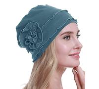 osvyo Bonnet Turban Chimio pour Femme - Bonnet Contre la Perte de Cheveux - Emballage scellé, Coton Bleu cérule, Taille Unique