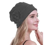 osvyo Bonnet Turban Chimio pour Femme - Bonnet Contre la Perte de Cheveux - Emballage scellé, Coton Gris Moyen, Taille Unique