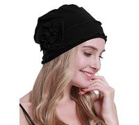 osvyo Bonnet Turban Chimio pour Femme - Bonnet Contre la Perte de Cheveux - Emballage scellé, Coton Noir., Taille Unique