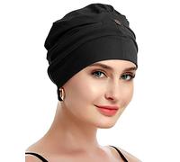 Osvyo Turbans chimio pour femme - Chapeau de perte de cheveux - Coton léger - Emballage scellé - Taille unique, Coton noir., Taille unique