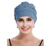 Osvyo Turbans chimio pour femme - Chapeau de perte de cheveux - Coton léger - Emballage scellé - Taille unique, Bleu céleste, Taille unique