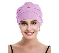Osvyo Turbans chimio pour femme - Chapeau de perte de cheveux - Coton léger - Emballage scellé - Taille unique, violet clair, Taille unique