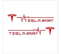 OSWINT Autocollant Voiture pour Tesla Model 3 2017-2023, Emblème Stickers Decals Décalcomanies Latéraux de Porte de Carrosserie Étanches Couverture Anti Rayures Auto Accessoires,Red
