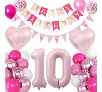 Ot De Ballons Chiffres 1-10 Pour Anniversaire - Décoration Festive En Rose - Idée Cadeau Et Fête (10)