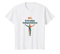 OT: Indépendance Quotidienne - Autonomisation de l'ergothérapie T-Shirt, Enfant, Blanc, 3 Ans
